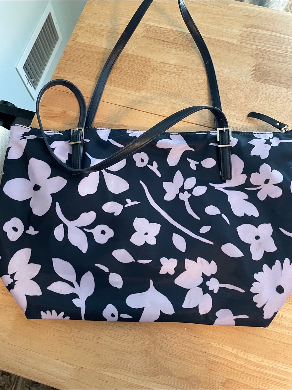 kate spade Black and Light Purple Floral Tote - Picture 5 of 8